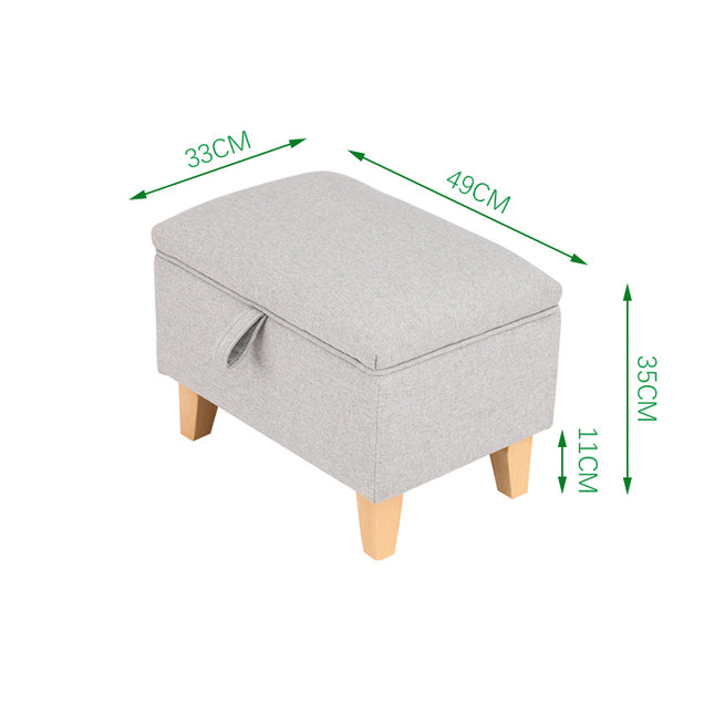 49CM Linen Storage Organizer Ottoman Footstool Light Grey