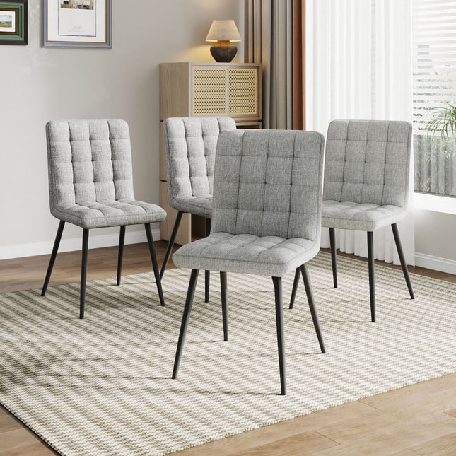 4Pcs Tufted Modern Armless Dining Chairs with Metal Legs