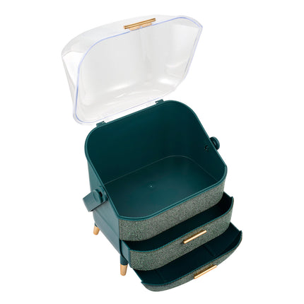 Countertop Portable Oval Makeup Storage Box with Transparent Cover