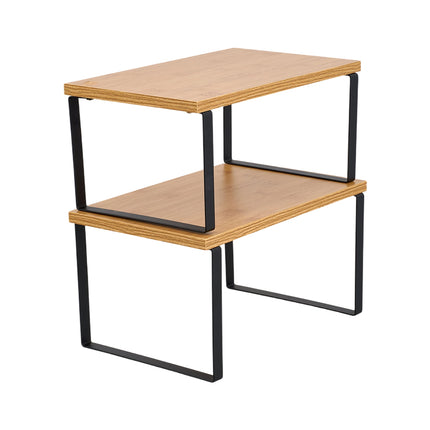 Set of 2 Stackable Kitchen Spice Storage Racks Countertop Shelves