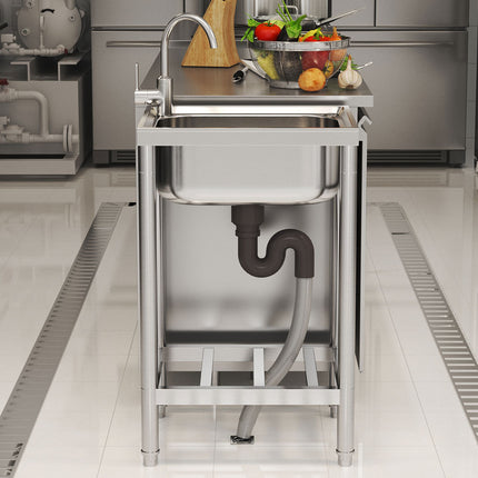 80cm H Free Standing Stainless Steel Commercial Sink with Shelf
