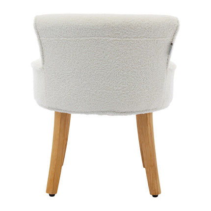 Teddy Fleece Dressing Table Stool with Solid Wood Legs