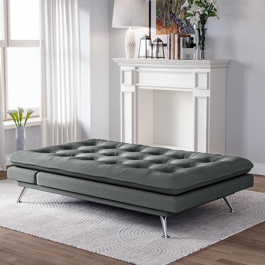 Grey Fabric Upholstered Tufted Sofa Bed