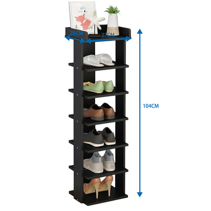 7-Tier Wooden Narrow Shoes Rack