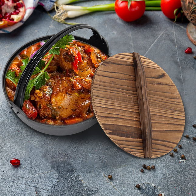 27cm Portable Outdoor Camping Cookware Cast Iron Pot Pan