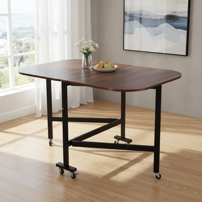 Folding Drop Leaf Table with 6 Wheels