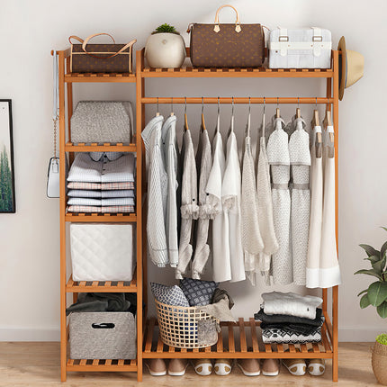 Bamboo Bedroom Garment Clothes Rack Brown 130cm