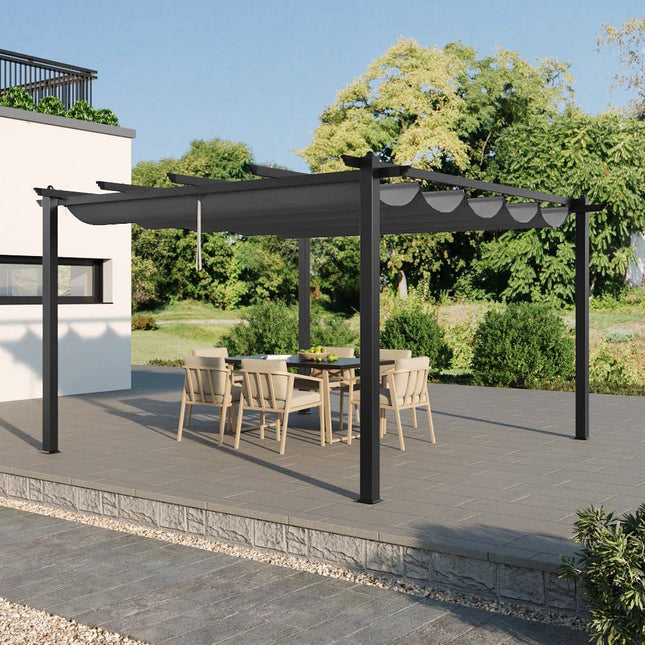 13x13ft Aluminium Pergola with Retractable Roof