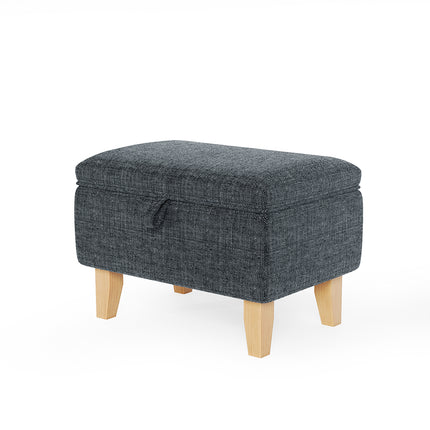 Linen Upholstered Storage Ottoman Footstool