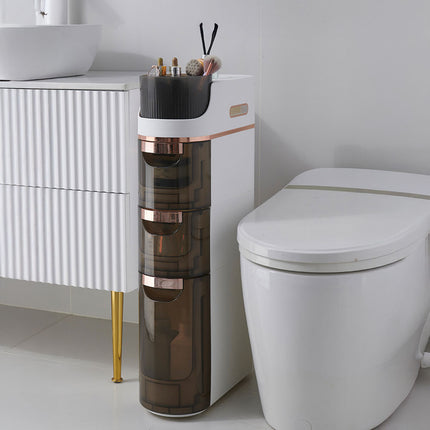 3-Tier Plastic Slim Storage Drawers Cabinet Organiser with Wheels