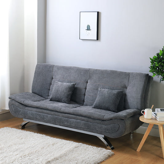 Grey Shell 3 Seater Recliner Sofa Bed with 2 Pillows