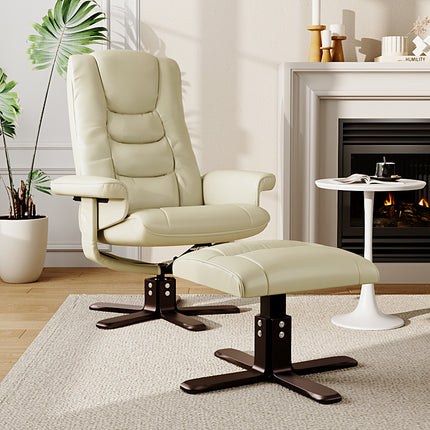 Upholstered Swivel Recliner Chair with Ottoman