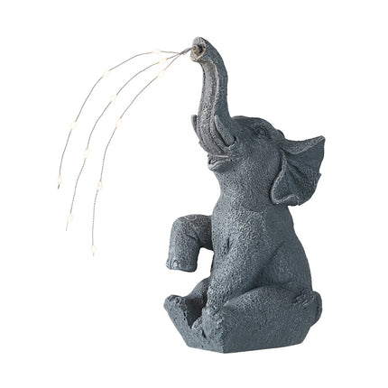 Solar-Powered Elephant Garden Ornament with LED Lights