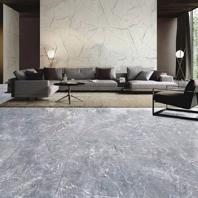 Set of 24 Square Self Adhesive Stone Effect PVC Floor Tiles 45x45 cm