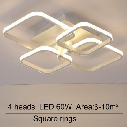 Dimmable 4/6/8-head square LED chandelier ceiling light with remote control