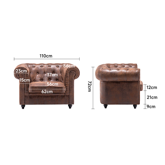 Brown Distressed Leather Buttoned Chesterfield Armchair