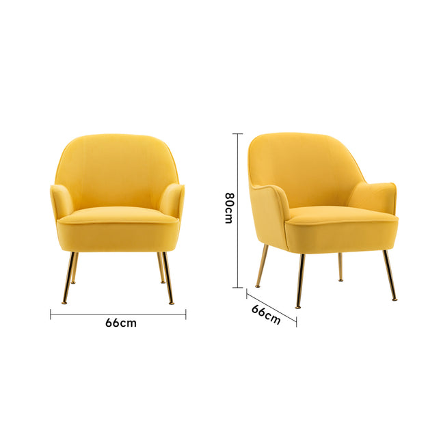 Leisure Velvet Armchair, Yellow