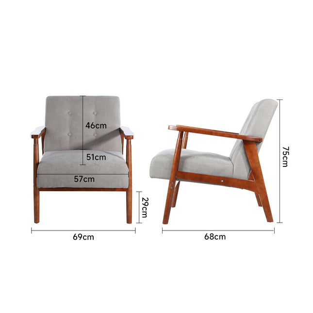 Solid Wooden Frame Upholstered Tufted Armchair