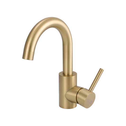 Gold 23cm Arc Single Handle Faucet with Swivel Spout