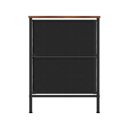 Nightstand Bedside Table with 2 Fabric Storage Drawers