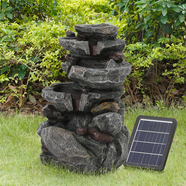 Outdoor Solar Powered Water Fountain Rockery Decor