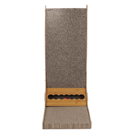 Corrugated L-shaped Cat Scratcher with Toys