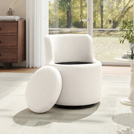 360° Upholstered Sherpa Swivel Chair with Storage