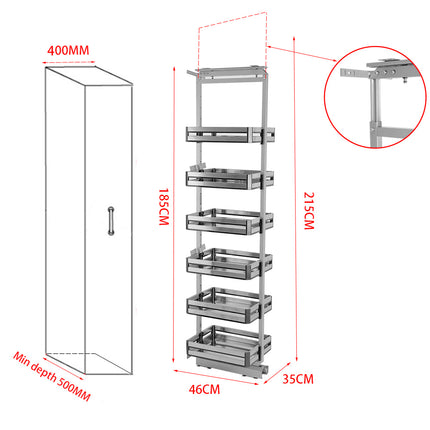 Larder Pull Out Wide Plate Basket Kitchen Cabinet Cupboard, Width 35CM