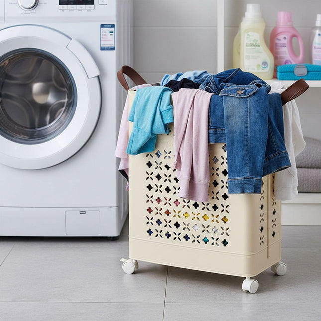 Foldable Laundry Basket with Casters