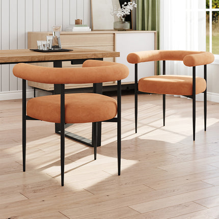 Set of 2 Modern Dining Chairs with Black Metal Legs