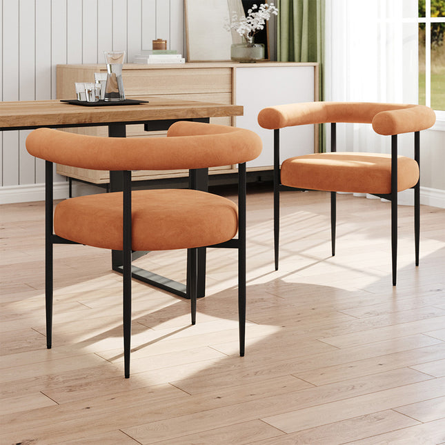 Set of 2 Modern Dining Chairs with Black Metal Legs