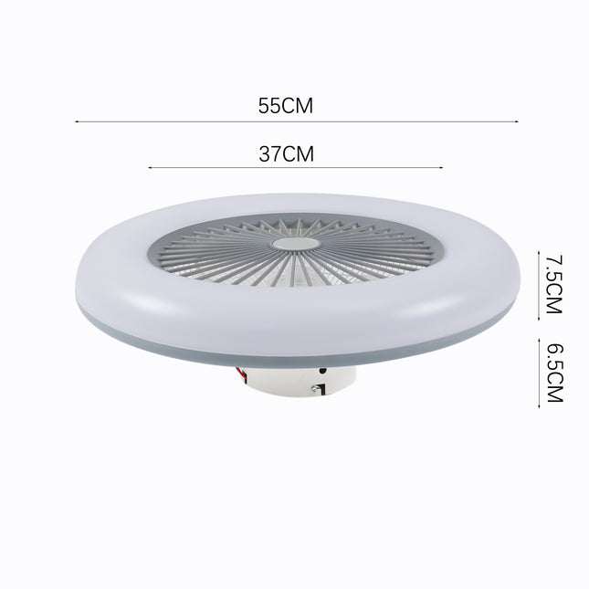 5 Blades LED Light Ceiling Fan Adjustable 3 Speed Dimmable APP Remote Controlled Grey