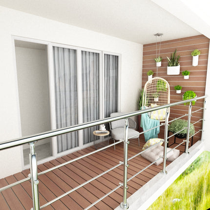 180CM Handrail Stainless Steel Balustrade With 3 Crossbars