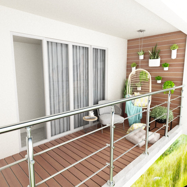 180CM Handrail Stainless Steel Balustrade With 3 Crossbars