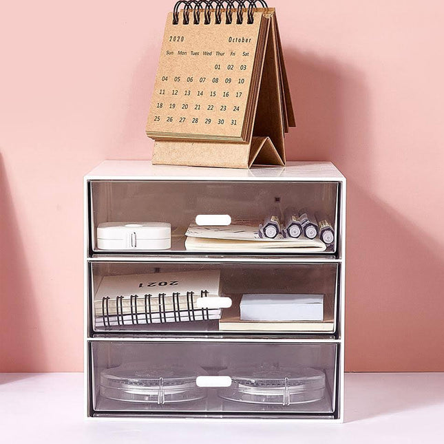 White Plastic 3 Drawer Desk Organizer