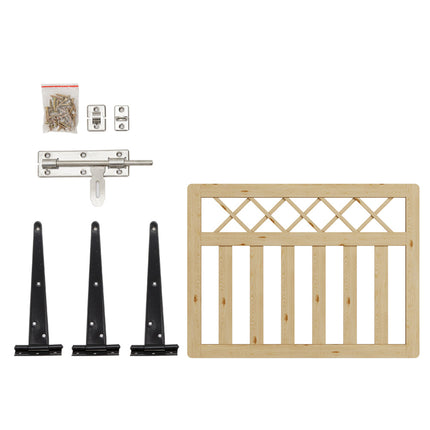 4x3ft Outdoor Cross Top Wooden Garden Gate Pedestrian Fence Yard Door