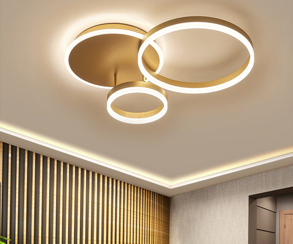 Modern Round LED Chandelier Ceiling Light 3 Circle Dimmable