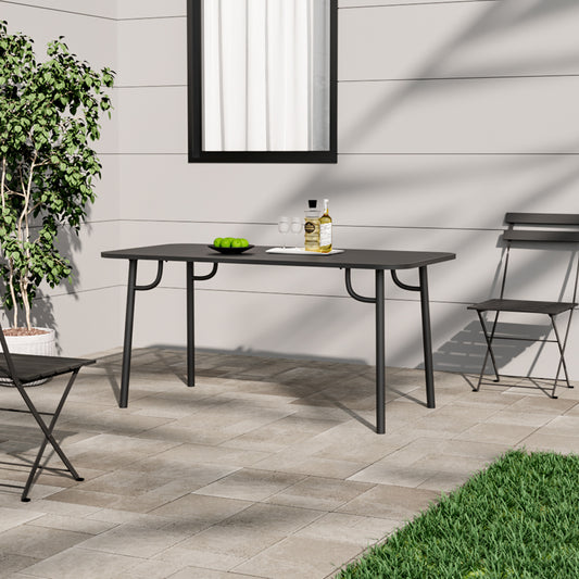 Black Rectangular 160x80cm Outdoor Garden Metal Table