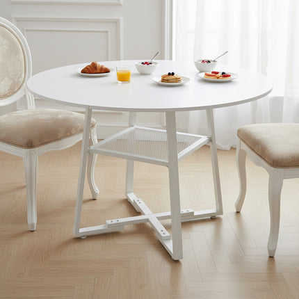 Round Dining Table with Storage Shelf