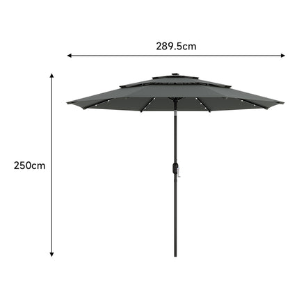 Outdoor 3-Tier Umbrella with Solar Lights without Base