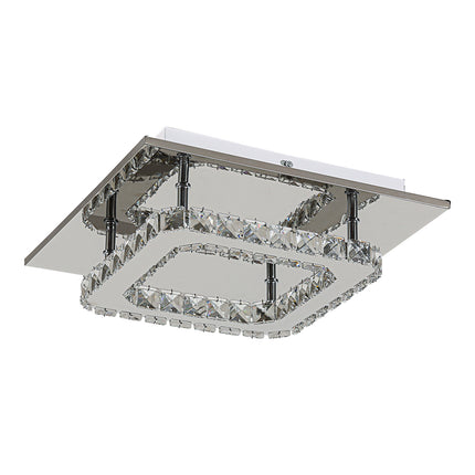 Modern Square Crystal Ceiling Light with Chrome Finish