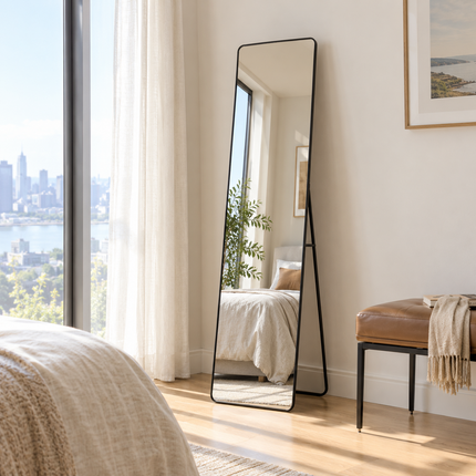147cm Modern Rectangular Metal Floor Full Length Mirror