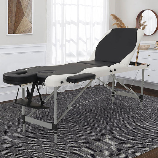 Black Leather Upholstered Adjustable Massage Bed