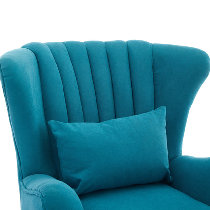 Modern Wingback Accent Chair Armchair with Footstool and Lumbar Pillow