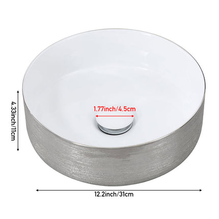 Round Ceramic Countertop Washbasin Vessel Sink