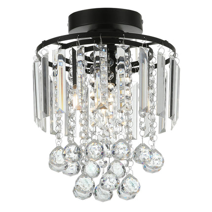 Black 23x26cm Bedroom Crystal LED Ceiling Light