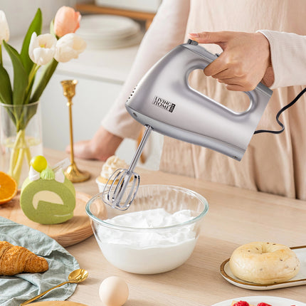 250W Silver Hand Mixer Electric Whisk with 5 Speeds