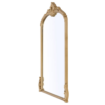 Gold Arched Decorative Vanity Mirror with Carved Frame