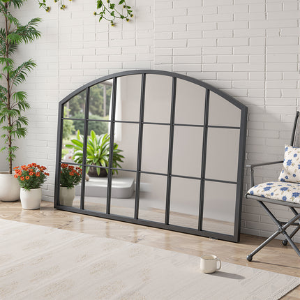 Arched Wall Mirror for Decor Modern Black Framed Window Mirror