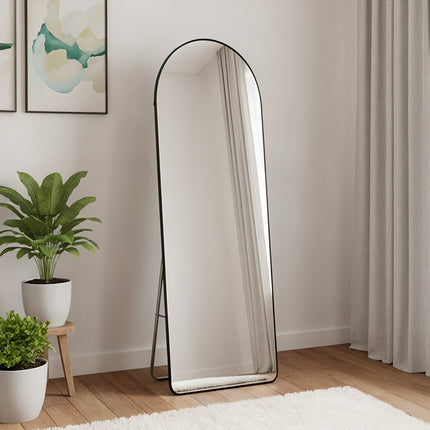 Modern Arched Metal Floor Mirror Gold/ Black